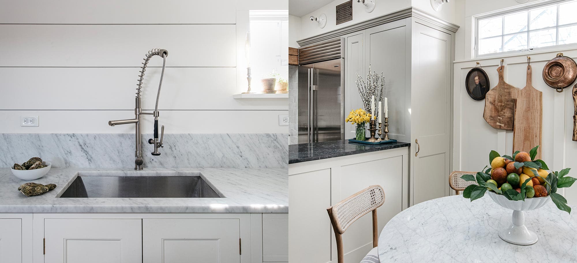  Plain English Design kitchens in the USA Provincetown project marble sink with industrial kitchen taps